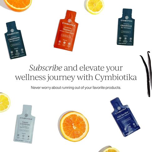 CYMBIOTIKA Liposomal Vitamin C Supplement, Immune Health, Skin Health, Healthy Aging, Enhanced Absorption, Gluten Free, Soy Free, Plant-Based, Orange Vanilla Flavor, 28 x 15 mL Liquid Packets in Kuwait