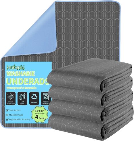 Washable Underpads for Adults Bed Pads Incontinence 34" x 36" 4 Pack, Heavy Absorbency Leakproof, Reusable Mattress Protector Pee Pads for Children, Pets Dark Gray in Saudi Arabia