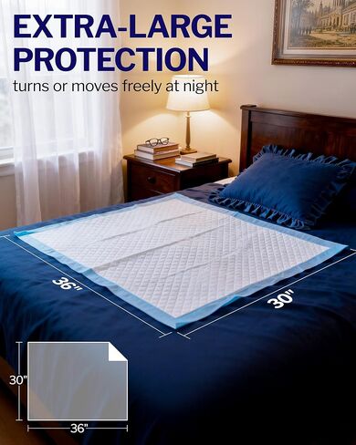 Powools Bed Pads Disposable Adult - 50 Count Incontinence Bed Pads, Super Absorbent Pee Pads for Adults, Skin-Friendly & Disposable Changing Pads for Baby, Leak-Proof Puppy Pads, 36" x 30" in Kuwait