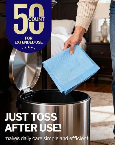 Powools Bed Pads Disposable Adult - 50 Count Incontinence Bed Pads, Super Absorbent Pee Pads for Adults, Skin-Friendly & Disposable Changing Pads for Baby, Leak-Proof Puppy Pads, 36" x 30" in Kuwait