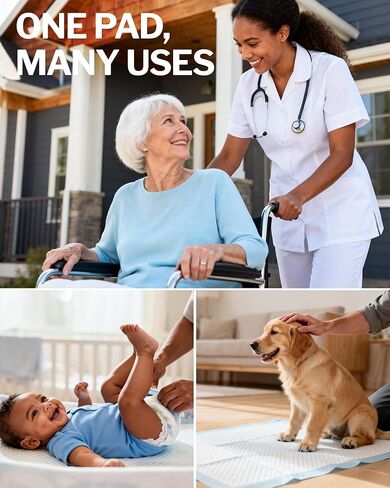 Powools Bed Pads Disposable Adult - 50 Count Incontinence Bed Pads, Super Absorbent Pee Pads for Adults, Skin-Friendly & Disposable Changing Pads for Baby, Leak-Proof Puppy Pads, 36" x 30" in Kuwait