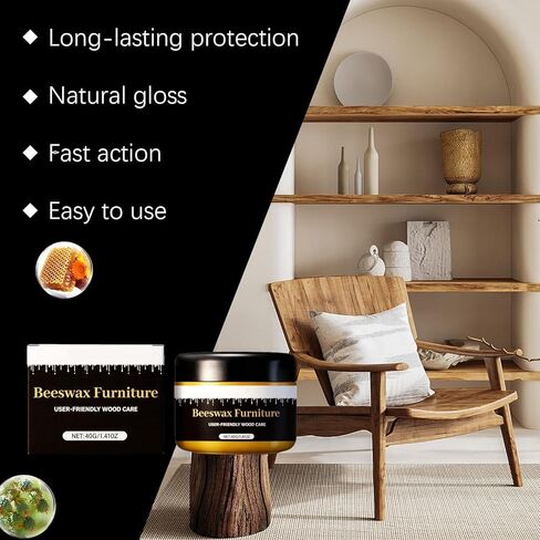 Beeswax Gleam Furniture Polish, Wood Furniture Renovation, Cleans, Polishes & Restores Shine, Waterproof, Natural Beeswax For Chairs, Cabinets, Tables Etc Wooden Furnitures(2PC) in Saudi Arabia