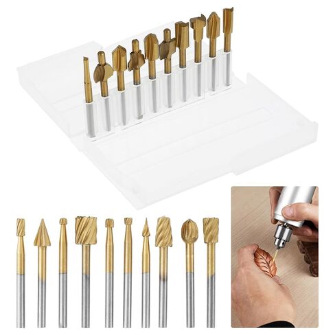 20Pcs Wood Carving Bits for Rotary Tools High Speed Steel Engraving Router Bit Set with 1/8 inch Shank Rotary Burr Set for DIY Woodworking Carving Engraving in Saudi Arabia