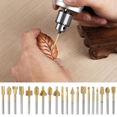 20Pcs Wood Carving Bits for Rotary Tools High Speed Steel Engraving Router Bit Set with 1/8 inch Shank Rotary Burr Set for DIY Woodworking Carving Engraving in Saudi Arabia