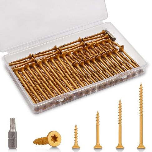 Outdoor Wood Deck Screw Kit, Bronze Rust-Resistant Epoxy Coated, T25 Star Drive (Bit Included), 110-Piece Assorted Set, Heavy-Duty for Timber/Log/Landscaping, Exterior Use in Saudi Arabia