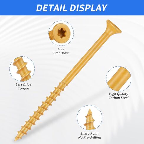 Outdoor Wood Deck Screw Kit, Bronze Rust-Resistant Epoxy Coated, T25 Star Drive (Bit Included), 110-Piece Assorted Set, Heavy-Duty for Timber/Log/Landscaping, Exterior Use in Saudi Arabia