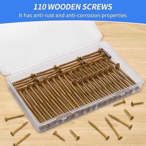 Outdoor Wood Deck Screw Kit, Bronze Rust-Resistant Epoxy Coated, T25 Star Drive (Bit Included), 110-Piece Assorted Set, Heavy-Duty for Timber/Log/Landscaping, Exterior Use in Saudi Arabia