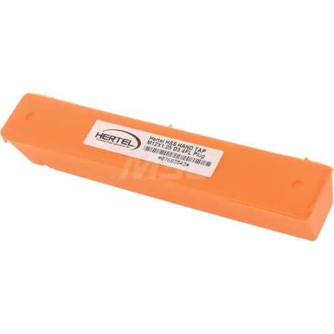 صنبور فلوت مستقيم من الفولاذ عالي السرعة من Hertel، M12x1.25 متري ناعم، 4 فلوت، شطب التوصيل، لمسة نهائية ساطعة/غير مطلية، طول الخيط 1-21/32 بوصة، 3-3/8 بوصة OAL in Saudi Arabia