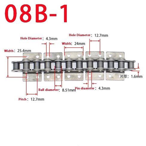 1 قطعة 1.5 متر 08B-1 سلسلة دوارة دقيقة قصيرة الملعب محرك صناعي سلاسل صف واحد مع 2 فتحات آذان in Kuwait