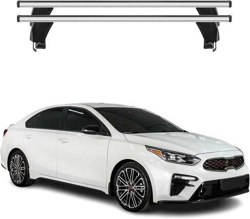 OMAC Roof Rack Cross Bars for Kia Forte 2014-2018 Lockable 110Lbs Steel Black 2Pcs fits Cargo Carriers Kayak Canoe Bike Snowboard in Saudi Arabia