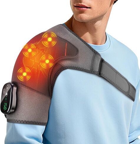 Shoulder Heating Pad with Massage for Rotator Cuff Cordless, Shoulder Massager for Pain Relief Deep Tissue, Heated Shoulder Wrap Brace for Men Women Frozen Shoulder in Kuwait