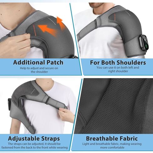Shoulder Heating Pad with Massage for Rotator Cuff Cordless, Shoulder Massager for Pain Relief Deep Tissue, Heated Shoulder Wrap Brace for Men Women Frozen Shoulder in Kuwait
