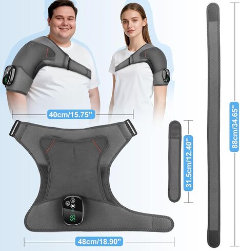 Shoulder Heating Pad with Massage for Rotator Cuff Cordless, Shoulder Massager for Pain Relief Deep Tissue, Heated Shoulder Wrap Brace for Men Women Frozen Shoulder in Kuwait