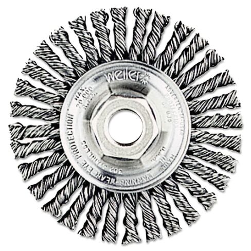 Weiler 13131 Stringer Bead Knot Wire Wheel, 4" Diameter x 3/16" W, 5/8-11 UNC, 0.02", 20000 rpm in Saudi Arabia