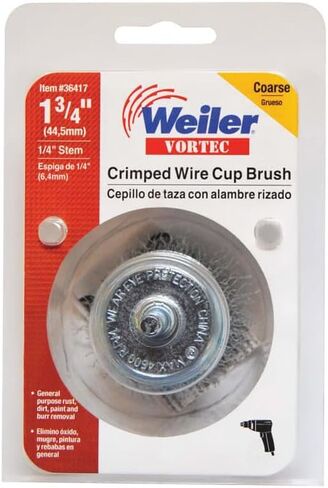 Weiler Vortec 1-3/4 in. Dia. x 1/4 in. Steel Coarse Crimped Wire Cup Brush (36417) in Saudi Arabia