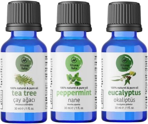 مجموعة الزيوت العطرية للناشر - شجرة الشاي والنعناع والأوكالبتوس، زيوت عطرية نقية 100% غير مخففة، 1 أونصة سائلة لكل منها، 3 عبوات in Kuwait
