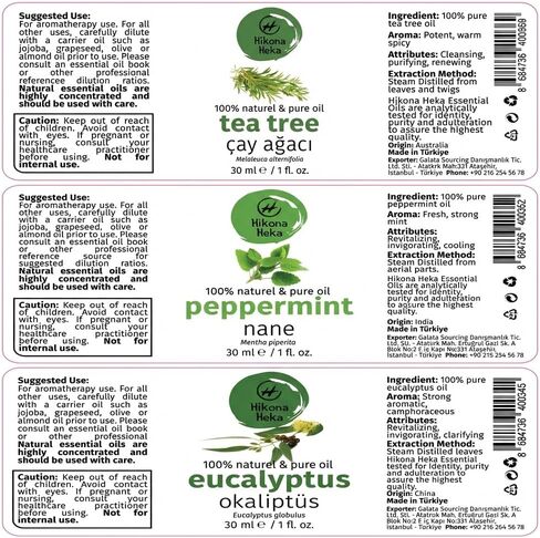 مجموعة الزيوت العطرية للناشر - شجرة الشاي والنعناع والأوكالبتوس، زيوت عطرية نقية 100% غير مخففة، 1 أونصة سائلة لكل منها، 3 عبوات in Kuwait