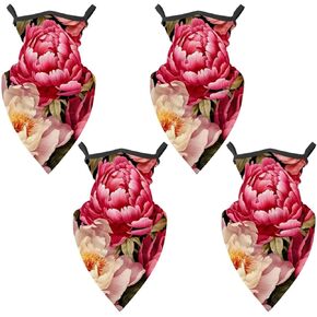 4 Pieces Cooling Neck Gaiter Face Cover for Sun Protection Peony Face Mask Reflective for Men Women Fishing Cycling Hiking in Kuwait