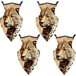 4 Pieces Leopard Neck Gaiter Bandana Face Mask, Sun Cooling Scarf Gator Cover Head for Men Women in Kuwait