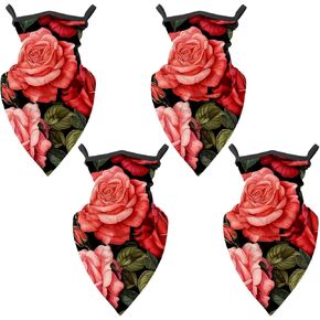 4 Pieces Rose Neck Gaiter Face Cover for Sun Protection UPF 50+ UV Face Mask Reflective for Men Women Fishing Cycling Hiking in Kuwait