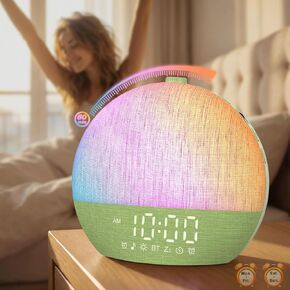 Calm & Gradual Sunrise Alarm Clock: 30‑Min Slow‑Rise Natural Wake Up Light - 20‑Level Dimmable Clock for Heavy Sleepers - Ease of Use Sunrise Simulation with 30 Sleep Sounds White Noise Machine in Kuwait