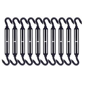 5 Pack Black Stainless Steel M6 Hook and Eye Turnbuckle, Heavy Duty Wire Rope Tensioner, Adjustable Hardware Kit for DIY String Light and Picture Hanging, Shade Sail, Cable Tightening in Kuwait