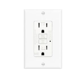 (15 AMP - 1 Pack) GFCI Outlet WR White – Tamper Resistant, Weather Resistant GFI Receptacle with Self-Test, LED Indicator,UL Listed, Easy Install – Ground Fault Outlet for Outdoor Use & Bathroom in Saudi Arabia