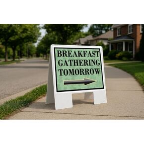 Breakfast Gathering Tomorrow St. Patrick'S Day Irish Dark Clover Up Arrows A-Frame Single Sided 23x23 in. sign in Kuwait