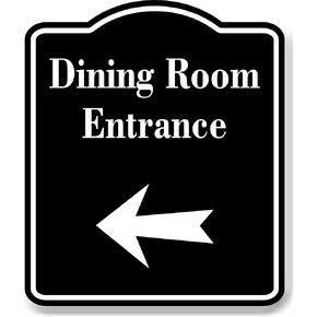 مدخل غرفة الطعام سهم يسار لافتة مركبة من الألومنيوم الأسود، 15 بوصة × 18 بوصة in Kuwait