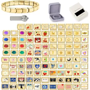 papasgix Italian Charm Bracelet Charms Silver Pack Links Bulk with Opening Tool 9mm Italian Charms Blue Star Moon Italian Modular Bracelet Links Handmade DIY Jewelry in Kuwait