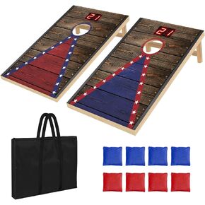 Electronic Cornhole Board Set (4x2ft, 3x2ft, 2x1ft) - Automatic Scoring Corn Hole Game for Adults & Kids - Infrared Sensing Wood Set with 8 Bags & Carry Case for Backyard, Party & Tailgates in Saudi Arabia
