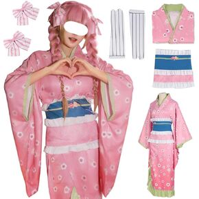 Kanroji Mitsuri Cosplay Kimono Kanroji Maid Dress Uniform Outfit Full Set Halloween For Women in Saudi Arabia