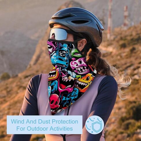 4 Pieces Doodle Balaclava Ski Mask, Motorcycle UV Protector Scarf, Summer Cooling Neck Gaiter for Men/Women in Saudi Arabia