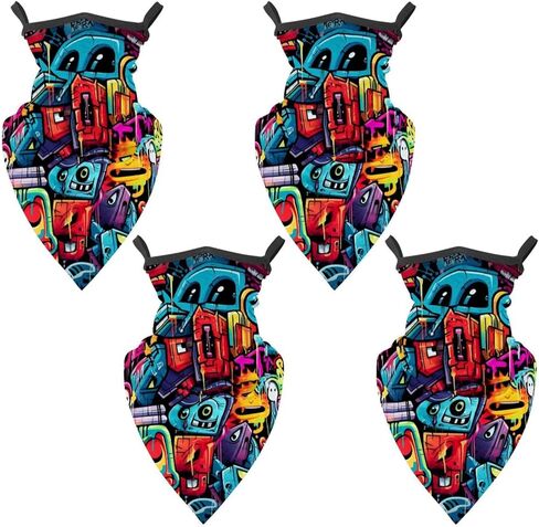 4 Pieces Doodle Balaclava Ski Mask, Motorcycle UV Protector Scarf, Summer Cooling Neck Gaiter for Men/Women in Saudi Arabia