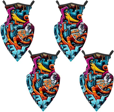 4 Pieces Doodle Balaclava Ski Mask, Motorcycle UV Protector Scarf, Summer Cooling Neck Gaiter for Men/Women in Saudi Arabia