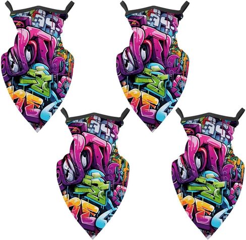4 Pieces Doodle Balaclava Ski Mask, Motorcycle UV Protector Scarf, Summer Cooling Neck Gaiter for Men/Women in Saudi Arabia