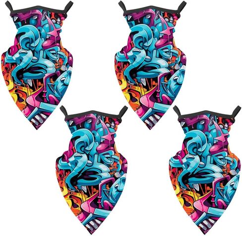 4 Pieces Doodle Balaclava Ski Mask, Motorcycle UV Protector Scarf, Summer Cooling Neck Gaiter for Men/Women in Saudi Arabia
