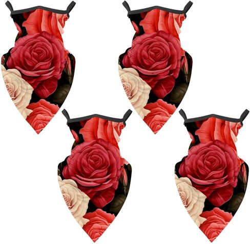4 Pieces Peony Neck Gaiter Bandana Face Mask, Sun Cooling Scarf Gator Cover Head for Men Women in Saudi Arabia