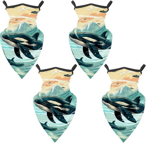 4 قطع من وشاح الحوت الواقي من الأشعة فوق البنفسجية، قناع رقبة صيفي مبرد للرجال/النساء in Kuwait