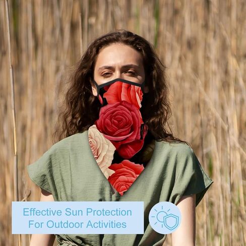 4 Pieces Peony Neck Gaiter Bandana Face Mask, Sun Cooling Scarf Gator Cover Head for Men Women in Saudi Arabia