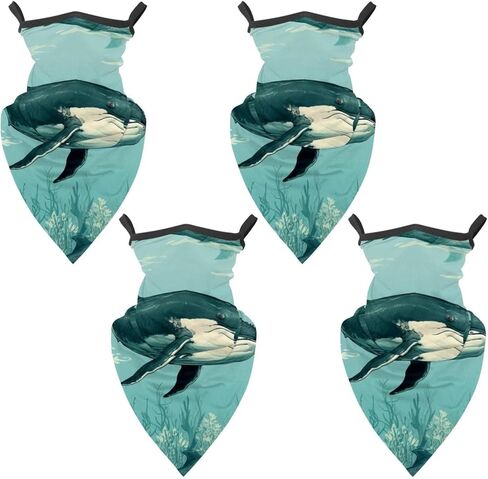 4 Pieces Whale Neck Gaiter Bandana Face Mask, Sun Cooling Scarf Gator Cover Head for Men Women in Kuwait