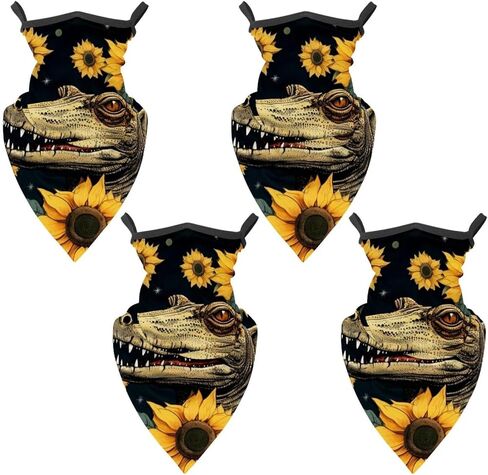 4 Pack Crocodile Starry Sunflower Fishing Neck Gaiter - UV Face Mask Sun Protection for Men & Women in Saudi Arabia