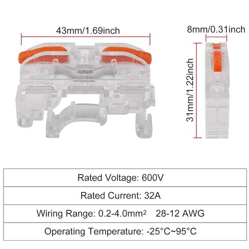10pcs DIN Rail Terminal Blocks, Compact Wire Conductor Wiring Connectors for 24-12 AWG (Transparent) in Saudi Arabia