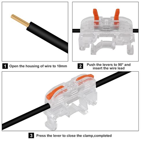 10pcs DIN Rail Terminal Blocks, Compact Wire Conductor Wiring Connectors for 24-12 AWG (Transparent) in Saudi Arabia