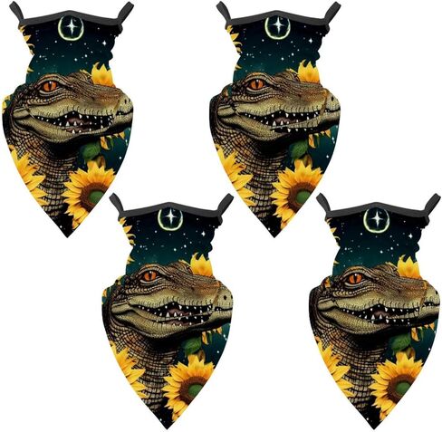 4 Pack Crocodile Starry Sunflower Fishing Neck Gaiter - UV Face Mask Sun Protection for Men & Women in Saudi Arabia