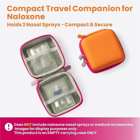 مجموعة حقيبة حمل نالوكسون مدمجة فارغة، تناسب عبوتين من بخاخات الأنف، عالية الرؤية، مقاومة للصدمات بقشرة صلبة، سهلة التنظيف، للمستجيب الأول والاستخدام اليومي للمواد الأفيونية في حالات الطوارئ (بدون نالوكسون) in Kuwait