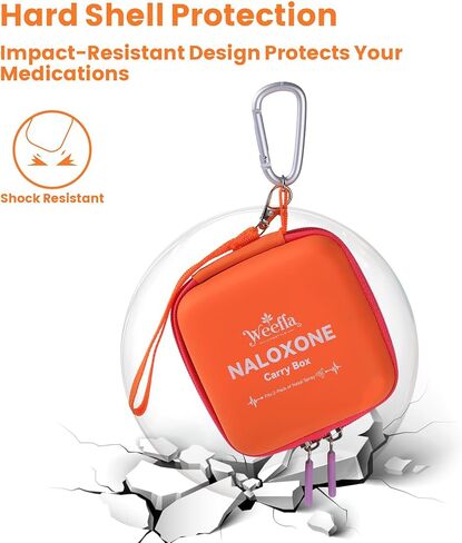 مجموعة حقيبة حمل نالوكسون مدمجة فارغة، تناسب عبوتين من بخاخات الأنف، عالية الرؤية، مقاومة للصدمات بقشرة صلبة، سهلة التنظيف، للمستجيب الأول والاستخدام اليومي للمواد الأفيونية في حالات الطوارئ (بدون نالوكسون) in Kuwait