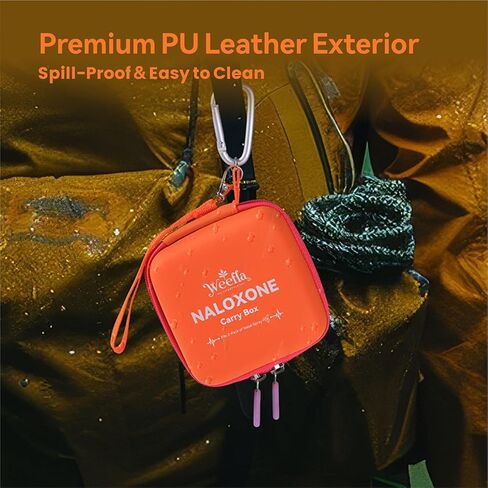 مجموعة حقيبة حمل نالوكسون مدمجة فارغة، تناسب عبوتين من بخاخات الأنف، عالية الرؤية، مقاومة للصدمات بقشرة صلبة، سهلة التنظيف، للمستجيب الأول والاستخدام اليومي للمواد الأفيونية في حالات الطوارئ (بدون نالوكسون) in Kuwait