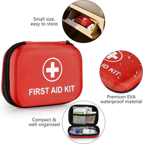 Mini First Aid Kit, 115 Piece Hard-Shell Portable EVA Emergency Medical Kit, Suitable for Home, Travel, Outdoor, Camping, Office, Car, Hiking, and School in Saudi Arabia