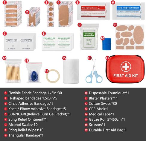 Mini First Aid Kit, 115 Piece Hard-Shell Portable EVA Emergency Medical Kit, Suitable for Home, Travel, Outdoor, Camping, Office, Car, Hiking, and School in Saudi Arabia